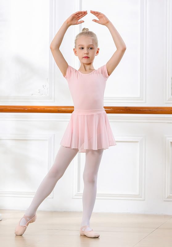 DIPUG Girls Ballet Leotards with Removable Skirt Toddler Hollow Back Dance Dress Combo