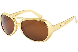 Townus 50’s 60’s Disco Sunglasses Golden Celebrity Costume Glasses for Halloween Cosplay Dress Up