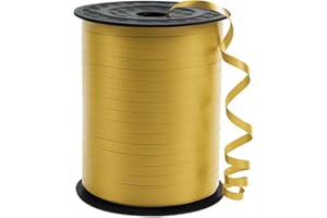 KMER LIFE Premium Gold Curling Ribbon, 1/5" Wide x 500 Yards Christmas Curling Ribbons for Gift Wrapping, Party Decoration, Balloon String, Ribbons for Florist Flower (1 Roll)