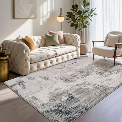 Calore Rugs for Living Room Soft Modern Carpet Non-Slip Bedroom Rug Large Short Pile Area Rugs Home Decor (Grey-Multi, 120 x 160 cm)