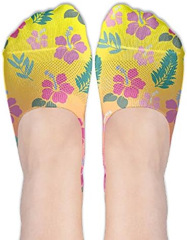 Hibiscus Hawaii Tropical Plants Socks Boat Low Cut Thin No Show Deodorant Sock Non Slip For Women