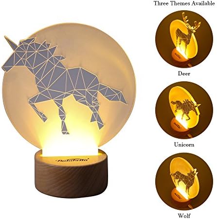 Balabella Woodland Themed Decorative Lamp / Full Moon Edition – Laser Engraved and Uniquely Sanded - LED Lamp Night Light for Living Room/Bedrooms -Pefect for Home Decor&amp;Christmas Gifts(UNICORN)