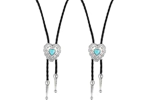 CRAFTYMELODY 2Pcs Bolo Tie Necklaces Black Western Cowboy Bolo Tie Texas Cowboy Necktie Vintage Western Cowboys Leather Neckt