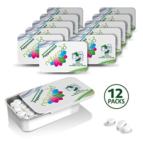 Sugar-Free Mints - Peppermint Flavor(12x100 tabs, 18 g): Mints Naturally Sweetened with Stevia, Free of: Sugar, Carbs, Calories, Aspartame & Artificial Sweeteners; Dentist Recommended