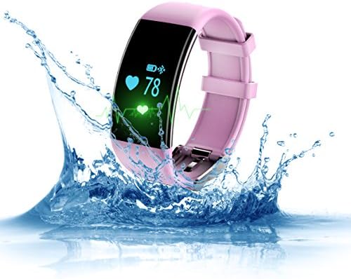 Fitness Tracker, Naxxlab Smart Bluetooth Heart Rate Monitor Bracelet, Waterproof Pedometer Wristband Step Activity Tracker Smart Watch for Android and IOS Smartphones (Pink)