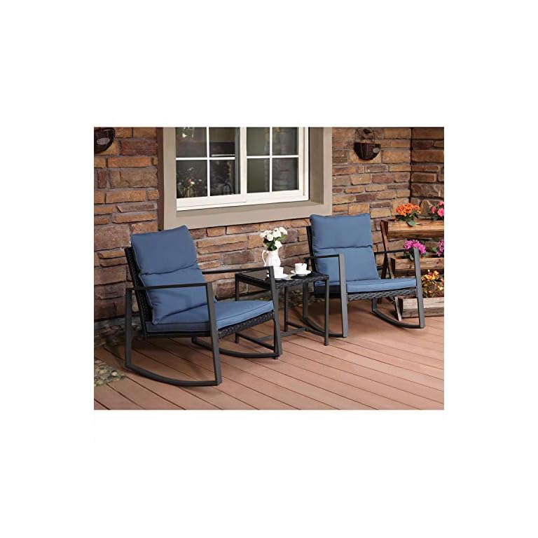 COSIEST 3 Piece Bistro Set Patio Rocking Chairs Outdoor Furniture w ...