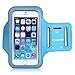MoKo Phone Armband, Water Resistant Running Cell Phone Armband with Key Holder Adjustable Band Compitable with iPhone 11 Pro, X, Xs, 8, 7, 6, 6s, 5s, 5c, SE, 5, 4S,4 for Walking Fitness, Blue