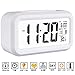 Oneoffcar Alarm Clock,Travel Alarm Clock,Battery Operated Smart Backlight Alarm Clock, Large LCD Display Slim LED Clock (with Date,Temperature,Snooze), for Office Bedroom Travel(White)
