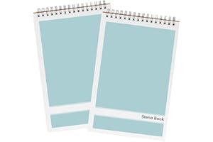 Duxesuk Steno Pads – 6x9 Inches 80 Sheets Steno Notebooks for Writing Notes in School, University, College & Office (2PCS Light Blue)