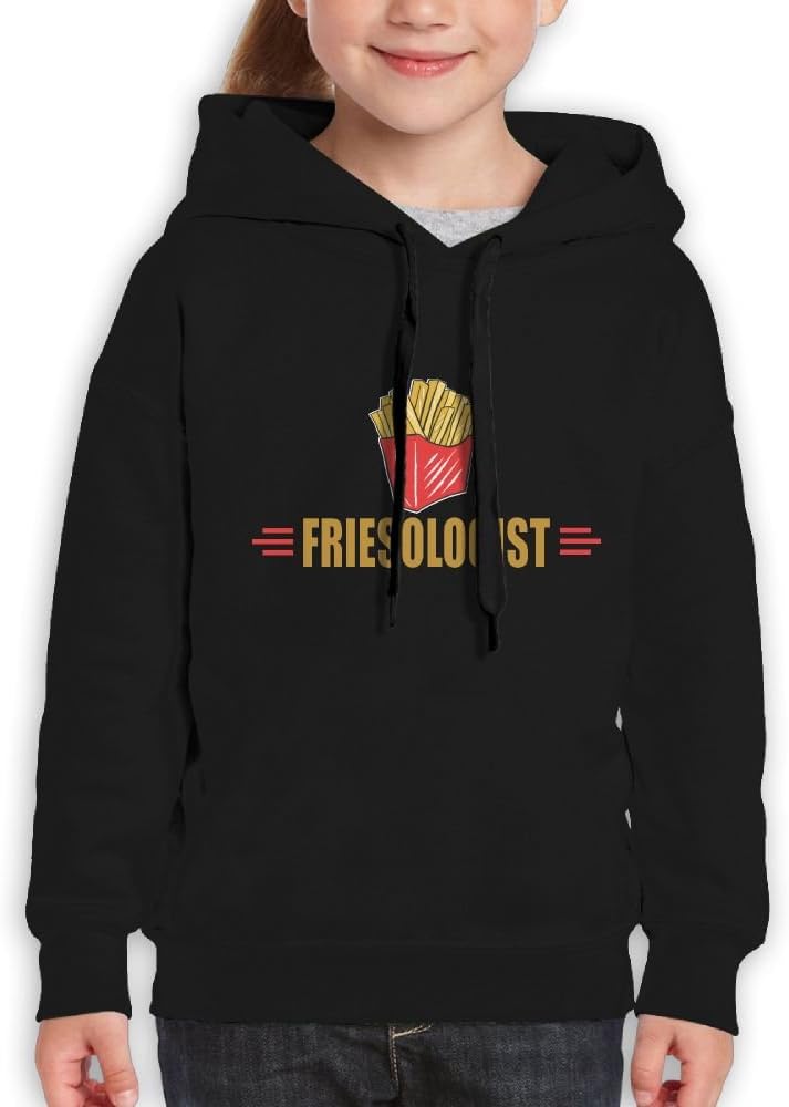 Vintopia Girls Funny French Fries Casual Style Jogging Black Fleeces