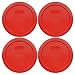 Pyrex 7201-PC Poppy Red Round 4 Cup Plastic Storage Lid, Made in USA - 4 Pack