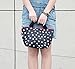 Flowertree Women's Polyester White Polka Dot Black Mini Tote Lunch Bag