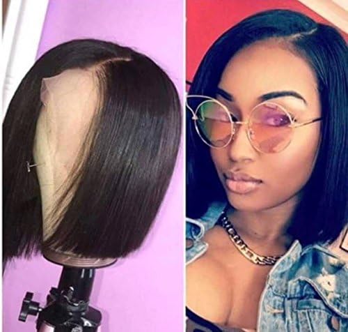 Human Hair Lace Front Wigs Straight Human Hair Lace Front Bob Wig 136 Lace Front Wig Free Parting Lace Frontal Wig With Baby Hair 8"