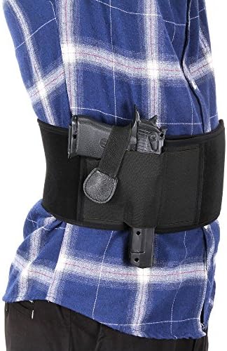 Belly Band Holster for Concealed Carry Waistband Gun Holster Neoprene Handgun Carrying System with Magazine Pouch for Men Women Right or Left Hand Draw (Right)