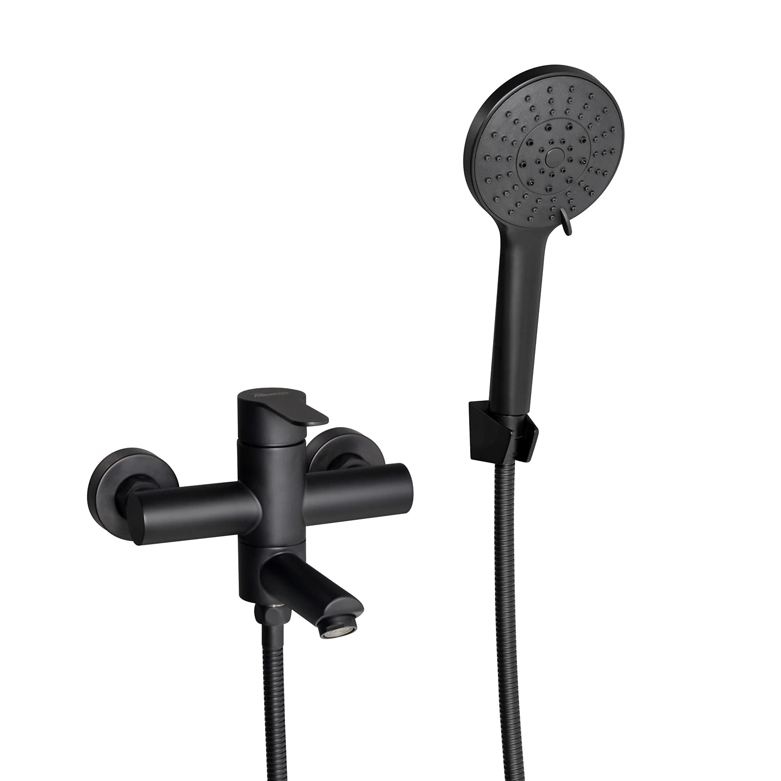 PHASAT BB04E Wall Mounted Bath Tap with Hand Shower Black Tap for Bathroom Bathtub 90° Rotating Spout