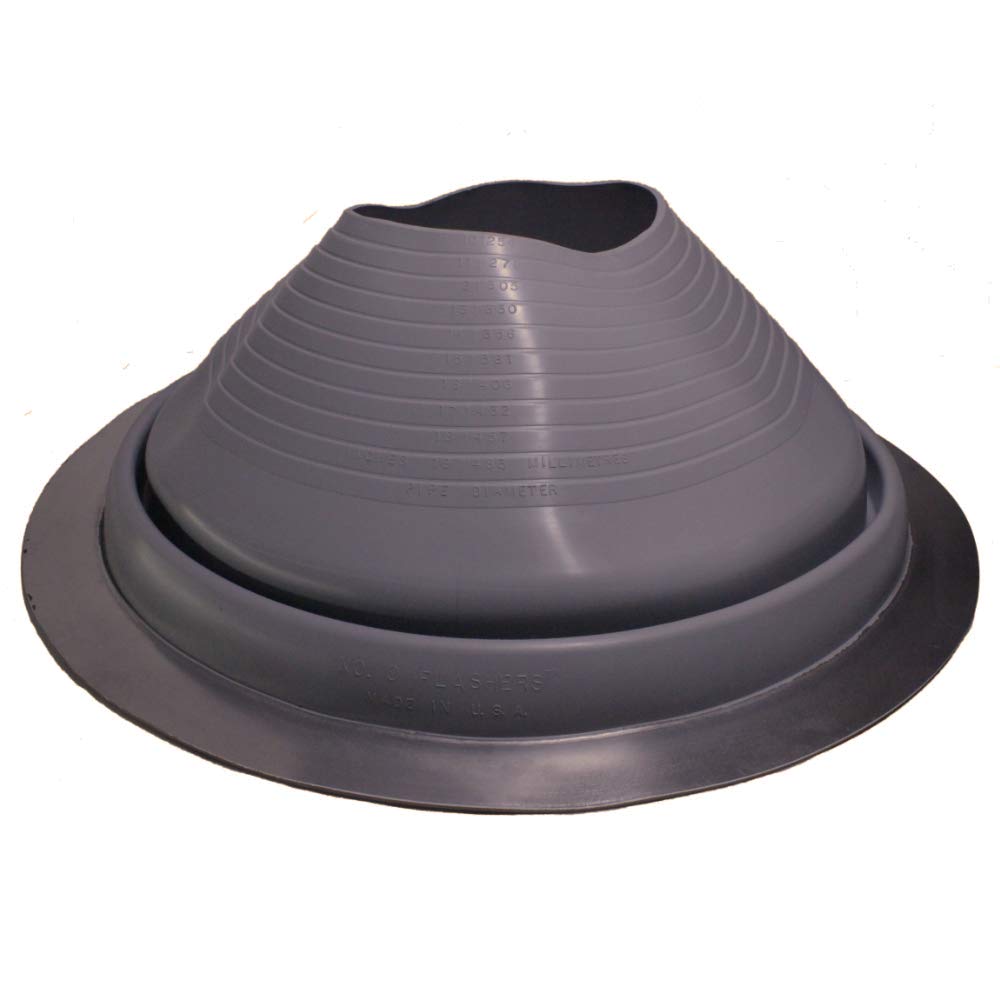 Flashers #5 Grey EPDM Flexible Roof Jack Pipe Boot Metal Roofing Pipe Flashing (Pipe OD 4-1/4" to 7-1/2") - 100% Made in The USA