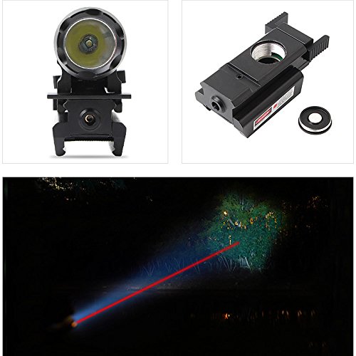 Higoo Tactical Red Laser Dot Sight Scope + Powerful 500 Lumen LED Flashlight with 20mm Picatinny Rail Mount Combo for Rifle Shotgun