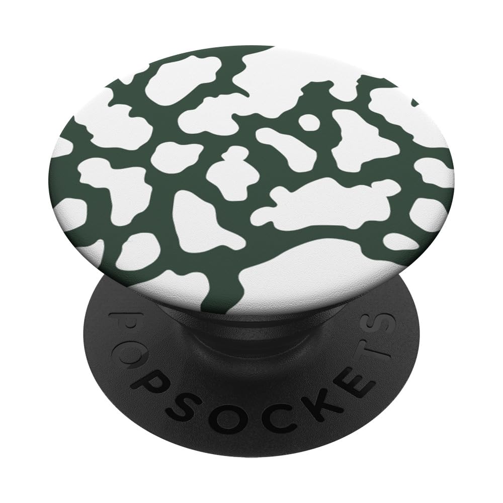 White Hunter Green Cow Print PopSockets Swappable PopGrip