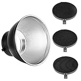Neewer 7inch/18cm Standard Reflector Diffuser with 20/40/60 Degree Honeycomb Grid for Bowens Mount Studio Light Strobe Flash