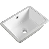 16 Inch Undermount Bathroom Sink Small Rectangle Undermount Sink White Ceramic Under Counter Bathroom Sinks with Overflow (15