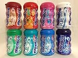 Mentos Gum, Pack of 8 Flavors: Ice Flurry, Wintergreen, Spearmint, Cotton Candy, Fresh Mint, Cinnamon, Sweet Mint, Red Fruit Lime.