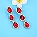 EleQueen Women's Gold-tone Austrian Crystal Teardrop Pear Shape 2.4 Inch Long Clip-on Dangle Earrings Ruby Color
