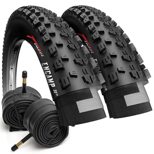 Fincci Bici Copertoni mtb 26 x 2.25 - Coppia Pieghevole Nero Pneumatici con 2 camera d’aria Schrader 57-559 - Biciclette Gomme 26" per Adulto Donna e Uomo - Imballaggio Accessori per Mountain & E bike