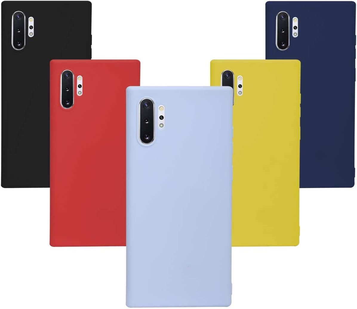 KZIOACSH 5 Pack Case Galaxy Note 10 Plus,Ultra Thin Soft TPU Silicone,Anti Slip Scratch Resistant Protection （Yellow,Red,Black，Purple，Tibetan cyan）,Colour 1