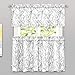 DriftAway 3 Piece Gray and White Kitchen Curtains with Valance and Tier Sets Rod Pocket Tree Branch Light Filtering Curtains 36 Inch for Small Half Window Bathroom Living Room