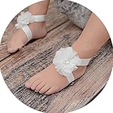 Miugle Baby Girls Chiffon Pearl Diamond Flower Barefoot Sandals