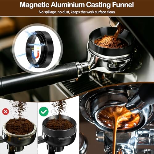 TECKZOON Espresso Maker Accessories Set of 9 51mm with Tamper Station, Coffee Leveler, WDT Tool, Stirrer, Dosing Funnel, Strainer, Cleaning Brush, Spoon Clip