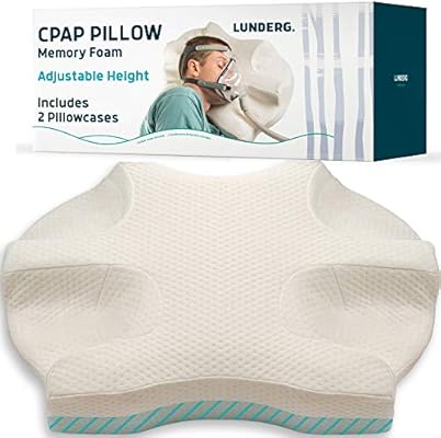 Lunderg CPAP Pillow for Side Sleepers - Includes 2 Pillowcases - Adjustable  Memory Foam Pillow for Sleeping on Lunderg CPAP Pillow for Side Sleepers - Includes 2 Pillowcases - Adjustable  Memory Foam Pillow for Sleeping on