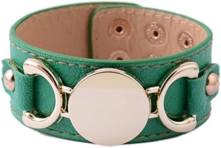 Rainbery PU Leather Cuff Bracelet for Monogram (Green Gold)