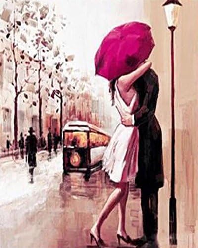 WYFKYMXX Best gifts for lovers full diamond painting 5D DIY cross stitch mosaic handmade lover kiss in the rain diamond painting decor (30x40cm)