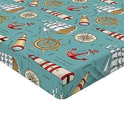 Lunarable Nautical 2 Pack Fitted Sheet, Sailing