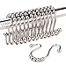 Wimaha Rustproof Shower Curtain Rings Hooks, Stainless Steel Heavy Duty Roller Double Glide Decorative Hooks for Bathroom Rods Curtains Liners, Brushed Nickel, Set of 12