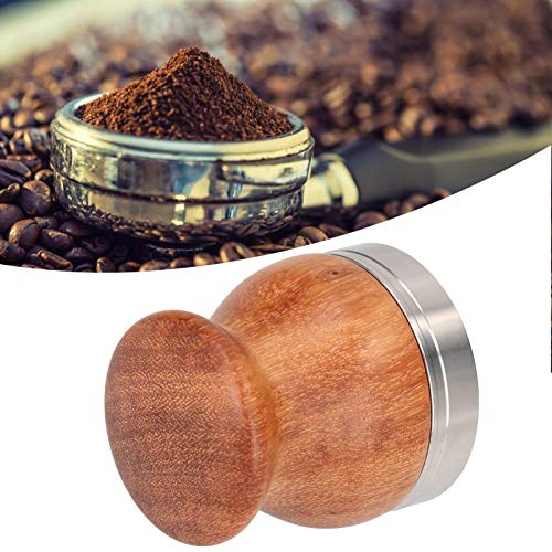 Tamper per espresso, pressino per caffè piatto in acciaio inossidabile Manico in legno Pressa per polvere Martello… - immagine 5