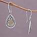 NOVICA Artisan Handmade 18k Gold Accent Dangle Earrings .925 Sterling Silver Indonesia Balinese Traditional 'Dewdrop Leaves'