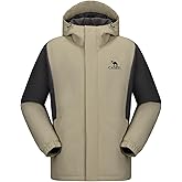CAMEL Men's Ski Jacket Winter Coat Waterproof Snowboard Jacket Warm Hooded Parka Windproof Rain Outerwear