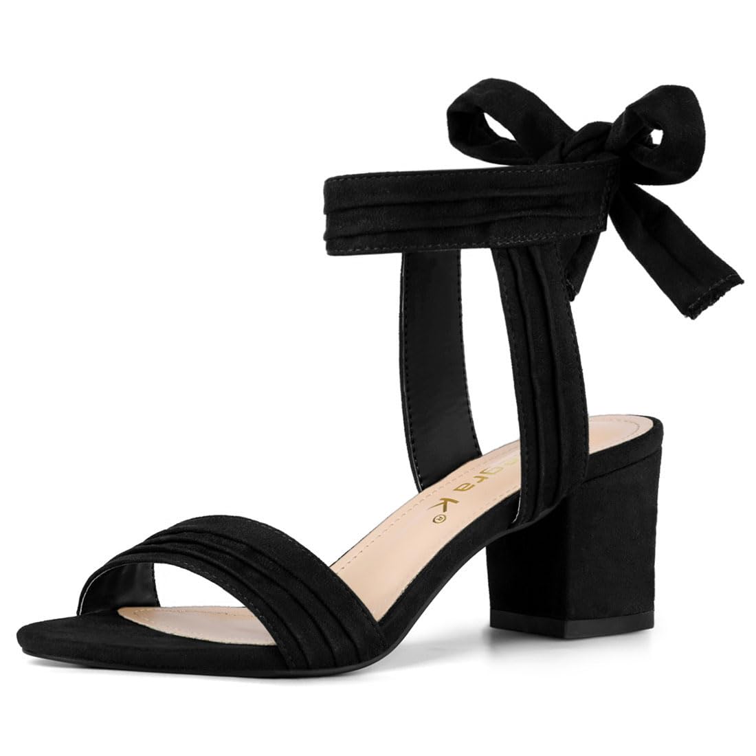 View 1 of Allegra K Women's Open Toe Ankle Tie Back Black Block Heels Sandals - 8 M US