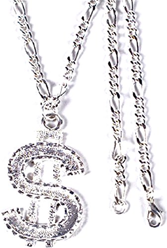 Silver Costume Gangsta Pimp Dollar $ Necklace