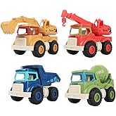 AtomDream Tech Construction Toys for Boys & Girls Ages 3–5 – Excavator, Dump Truck, Crane & Cement Mixer, Construction Vehicle Toy Set for Toddlers & Kids, Durable Play Vehicles for Pretend Play
