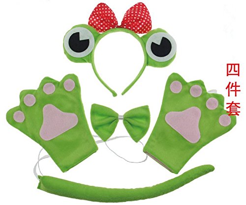 Frog Princess Halloween Festival Party Show Celebration Accessory Decoration Animal Cosplay Costume Suit Headband+tie+tail+gloves (Adult)