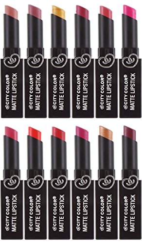 (Set of 12) CITY COLOR Matte Lipstick L0050D Collection