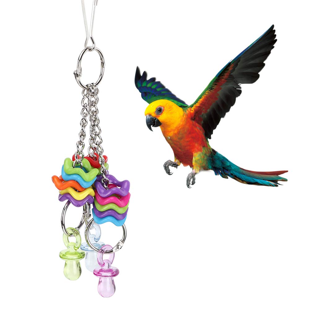 Parrots Toys, Bird Plastic Nipple Ring String Toys Parrot Hanging Biting Chewing Toy for Budgie, Cockatiels, Conures, Finches, Small Parakeet
