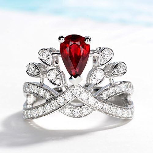 Natural ruby ring pear engagement ring vintage Art deco engagement ring antique ring dainty diamond ring half eternity band infinity ring promise ring