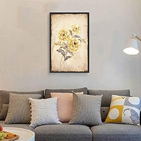 Floating Framed for Living Room Bedroom Vintage Flower for