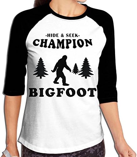 WWOJWBU Hide &amp; Seek Champion Bigfoot Women's Casual Half Sleeve Graphic Tee