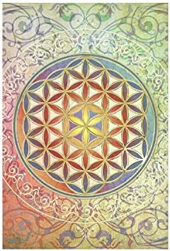 Custom Tapestry Wall Tapestry FLOWER OF LIFE vintage ornaments green red Cotton Linen Wall Tapestry 40 x 60 Wall Decor Wall Hanging