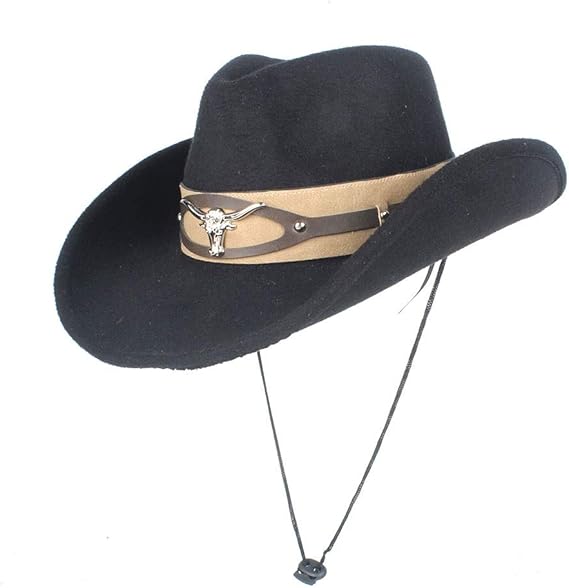 Amazon Hanchangcheng 女性男性ファッションウールウエスタンカウボーイハット牛ヘッドバンドポップフェドーラ帽子広いつばの帽子サイズ56 58センチ 色 ブラック サイズ 56 58 マリンウェア 通販